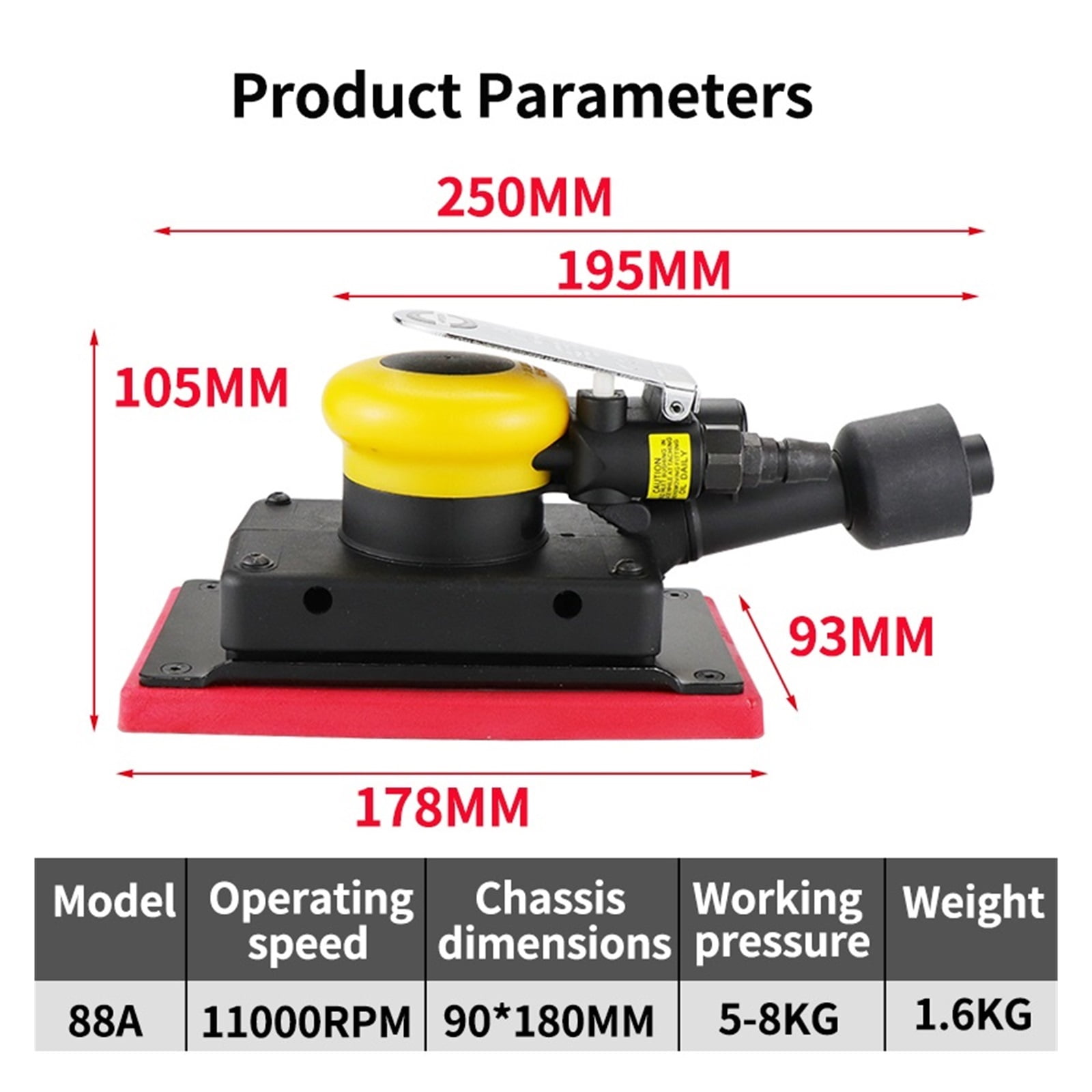 Pneumatic Orbital Rectangular Sander Square Air Sander Pad Grinder Polisher Sanding Tool Jitter Bug Sanders