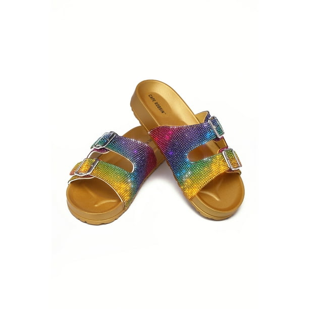flat gold slide sandals