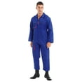 thumbnail image 3 of Doomiva Unisex Men Long Sleeve Mechanic Uniform Workshop Auto Workwear Work Jumpsuit Coverall Royal Blue S, 3 of 7