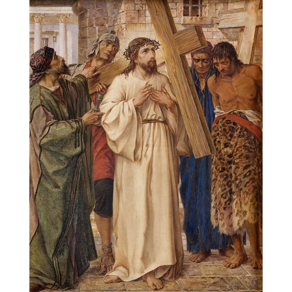 Catholic print picture - CARRYING THE CROSS SH - 8" x 10" ready to be framed