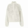 thumbnail image 4 of Aricy Womens Fuzzy Fleece Sherpa Pullover Quarter Zip Winter Sweaters Long Sleeve Casual Sweatshirt Faux Shearling Warm Zip Up Hoodies Outwear with Pockets Loungewear, 4 of 5