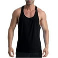 thumbnail image 2 of Sakmal Black Men Tank Tops Scoop Neck Black Stringer Solid Camisole Muscle Workout Mens Sleeveless Shirts, 2 of 8