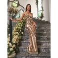 thumbnail image 3 of Angel-fashions Glamorous Formal Evening Dress Women's Spaghetti Strap Lace Up V Neck Branch Sequin Pattern Vintage Long Mermaid Wedding Party Gown Non-Stretchy 1000CE Small, 3 of 6