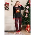 thumbnail image 3 of Hirigin Family Matching Christmas Pajama Set, Reindeer Print Long Sleeve Tops Plaid Elastic Waist Pants for Fall Winter, 3 of 4