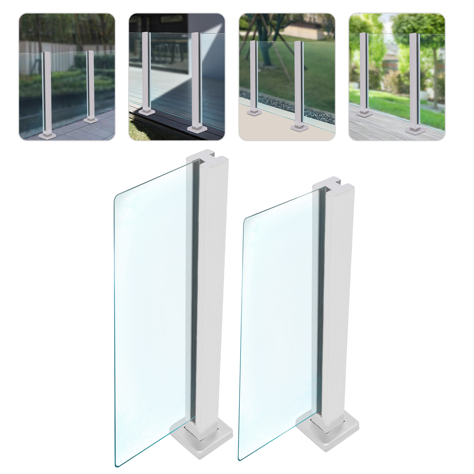 Dwellnix Railing Mid Post 304 Stainless Steel Balustrade Balcony Stairs 35 8 Glass