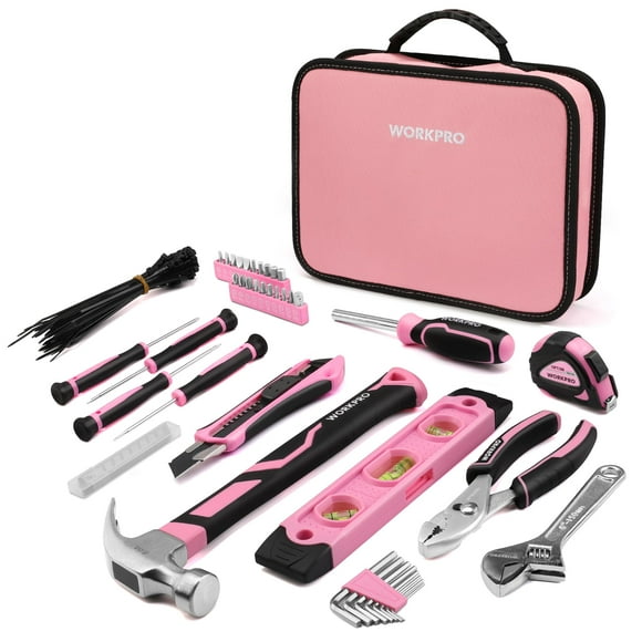 Juego de herramientas WORKPRO Pink de 100 piezas con bolsa de transporte