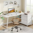 thumbnail image 4 of Tribesigns 53-Inch L-Shaped Desk with 3 Drawers and Storage Shelves for Home Office, White, 4 of 5