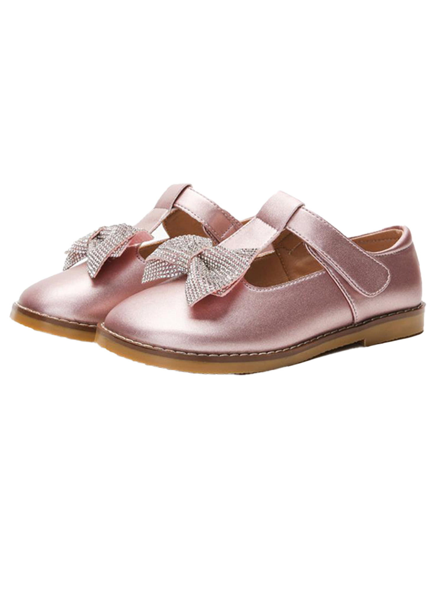 Kids Girl Sweet Square Toe Ankle Strap Flats Casual Bowknot Dance Costumes Shoes