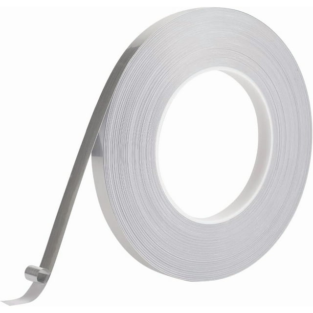 Cinta autoadhesiva de poliéster metalizado plateado de 50 m x 10 mm, tiras de sellador para azulejos con acabado brillante tipo espejo, moldura decorativa.