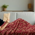 thumbnail image 3 of Leaves Soft Flannel Fleece Throw Blanket, Abstract Colored Foliage Pattern with Coming of the Spring Theme Image, Cozy Plush for Indoor and Outdoor Use, 50" x 60", Vermilion Ruby Beige, by Ambesonne, 3 of 5