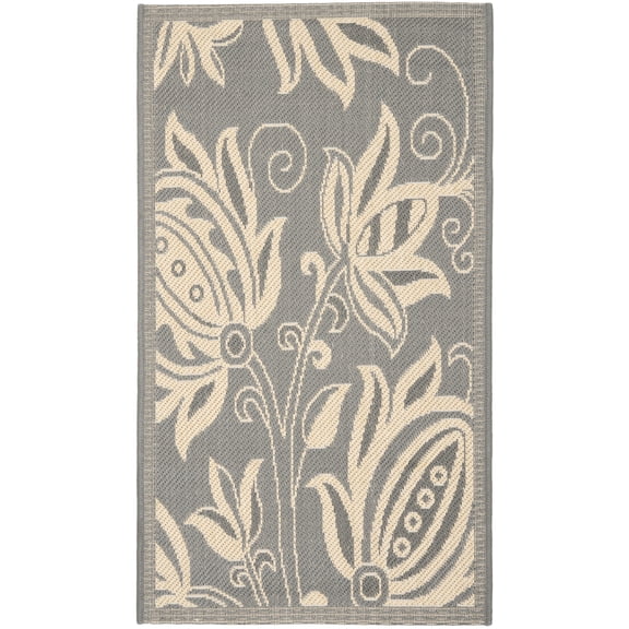 Safavieh Courtyard Crystal Floral Indoor/Outdoor Area Rug, Gray/Natural, 2'7" x 5'