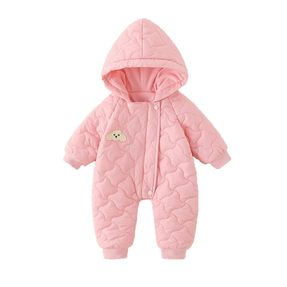 XEGLSBU Girls Winter Coat Size 12-14 Youth Girls Down Jumpsuit Winter Thermal Outwear Romper with Lightweight Warm Padding for Outdoor Play Pink Size 12-18 Months