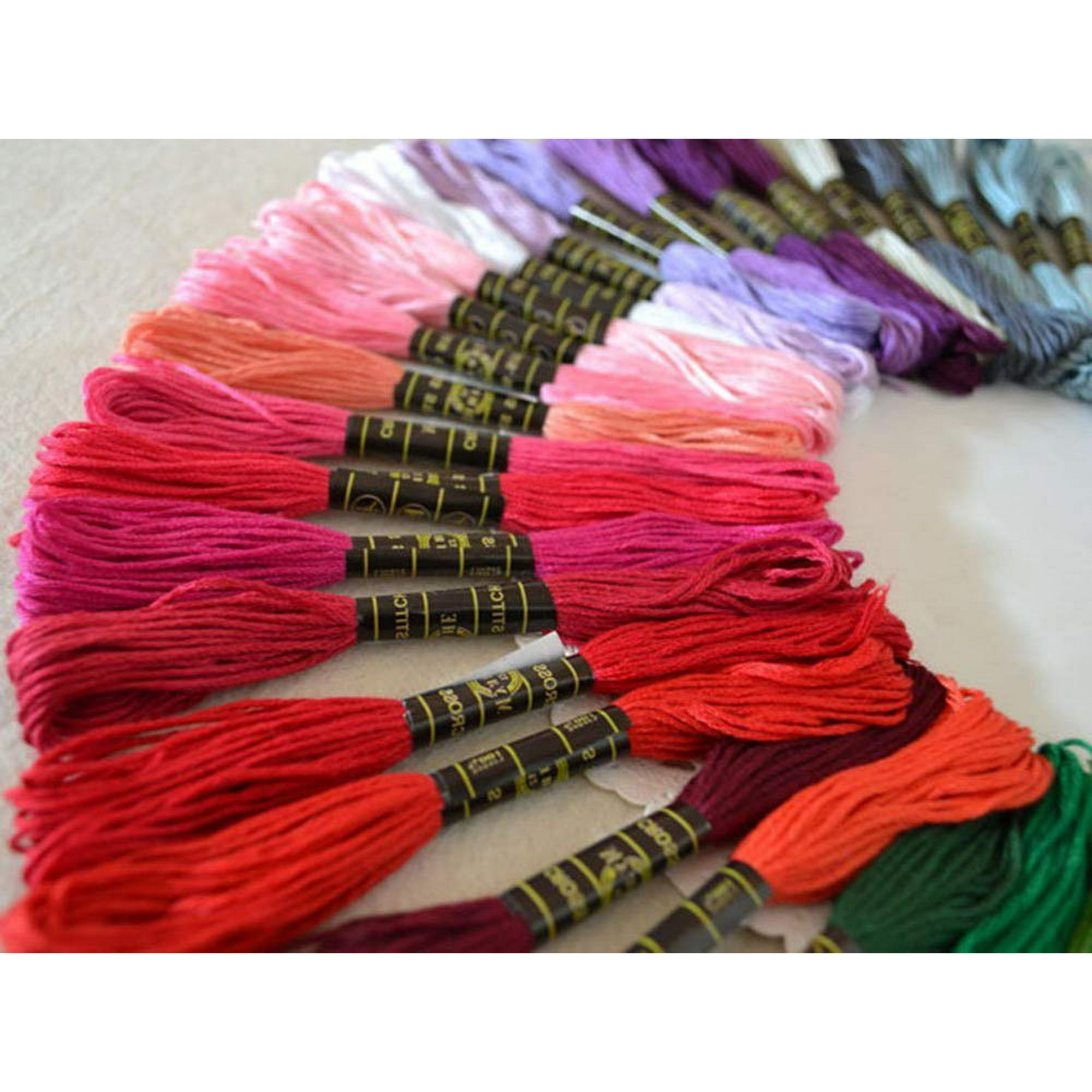 Sourcing Map Lot De 24 écheveaux De Fil à Broder En Coton égyptien à Longues Fibres De Coton Pour Projets De Broderie Et Bracelet, Bleu Clair 8 M