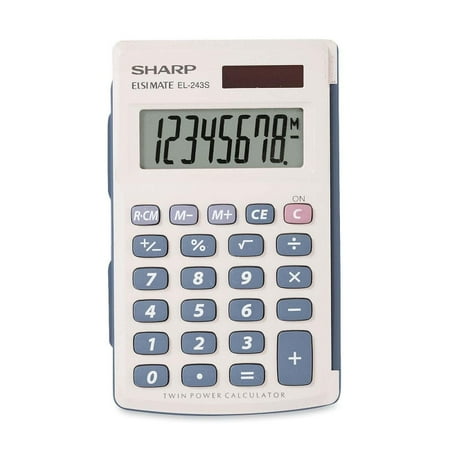 Sharp EL243SB Handheld Calculator - Auto Power Off, Auto Power Source Switching - 8 Digits - LCD - Battery/Solar Powered