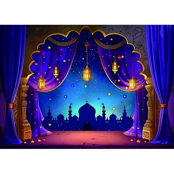 Arabian Nights Backdrop for Photography Princess Baby Shower Aladdin Moroccan Nights Birthday Party Magic Genie Indian Luxurious Photo Background Decorations Booth Studio Props