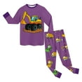 thumbnail image 5 of Wenfanal 2 Piece Boys Pajamas Boys Girls Suit Long Pants Regular Round Neck 3D Printed Size 7-8 Years,Dark Purple, 5 of 5