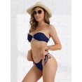 thumbnail image 4 of DARING DIVA Women's Metal Ring Bandeau Bikini Set X-Small Dark Blue, 4 of 6