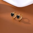 thumbnail image 4 of Solid 925 Sterling Silver Love Heart Hoop Earrings for Women Teens Black Heart Hoop Earrings Huggie, 4 of 13