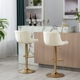 thumbnail image 3 of Bar Stools Set of 2 Swivel Adjustable Barstools with Back and Footrest Modern Counter Height Bar Chairs Lift Stools for Kitchen Bistro Pub Dining Room, Beige, 3 of 7