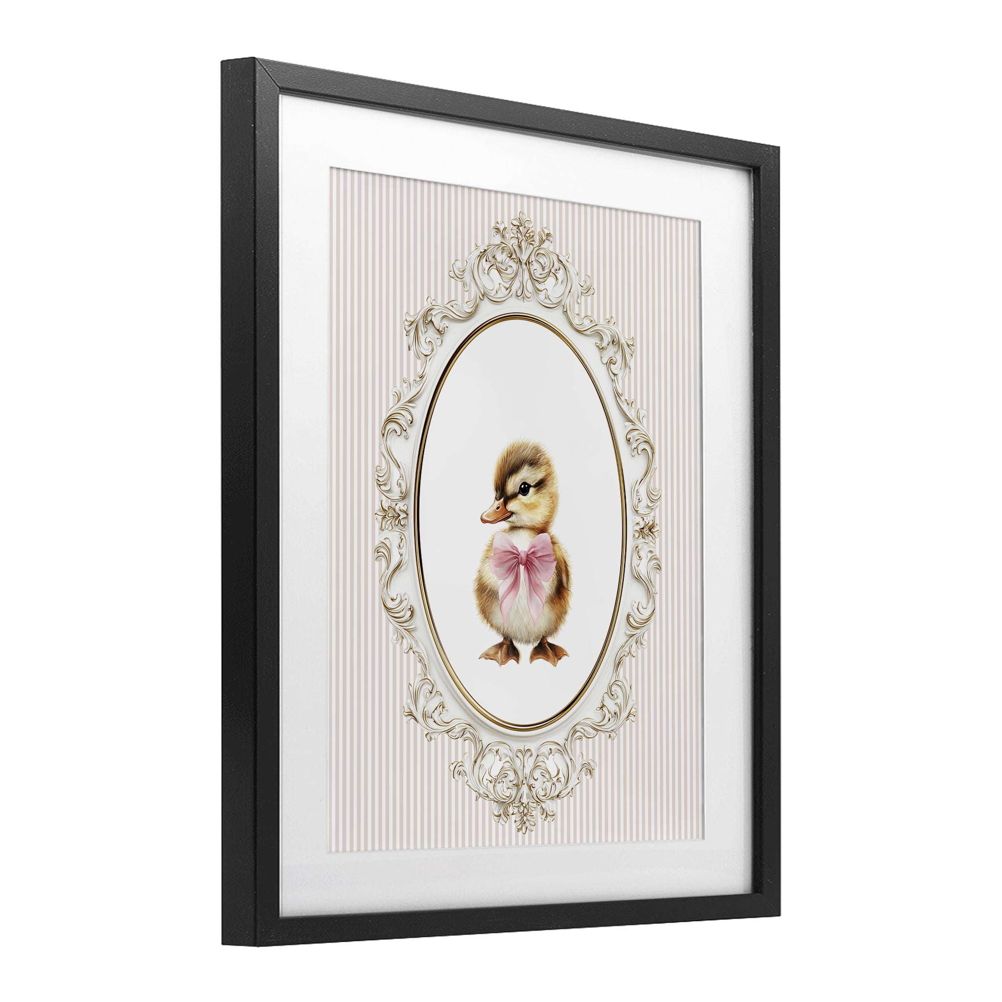 Stupell Industries Spring Gingham Baby Duck Black Framed Print Under Glass, design by Christine Simpson Art
