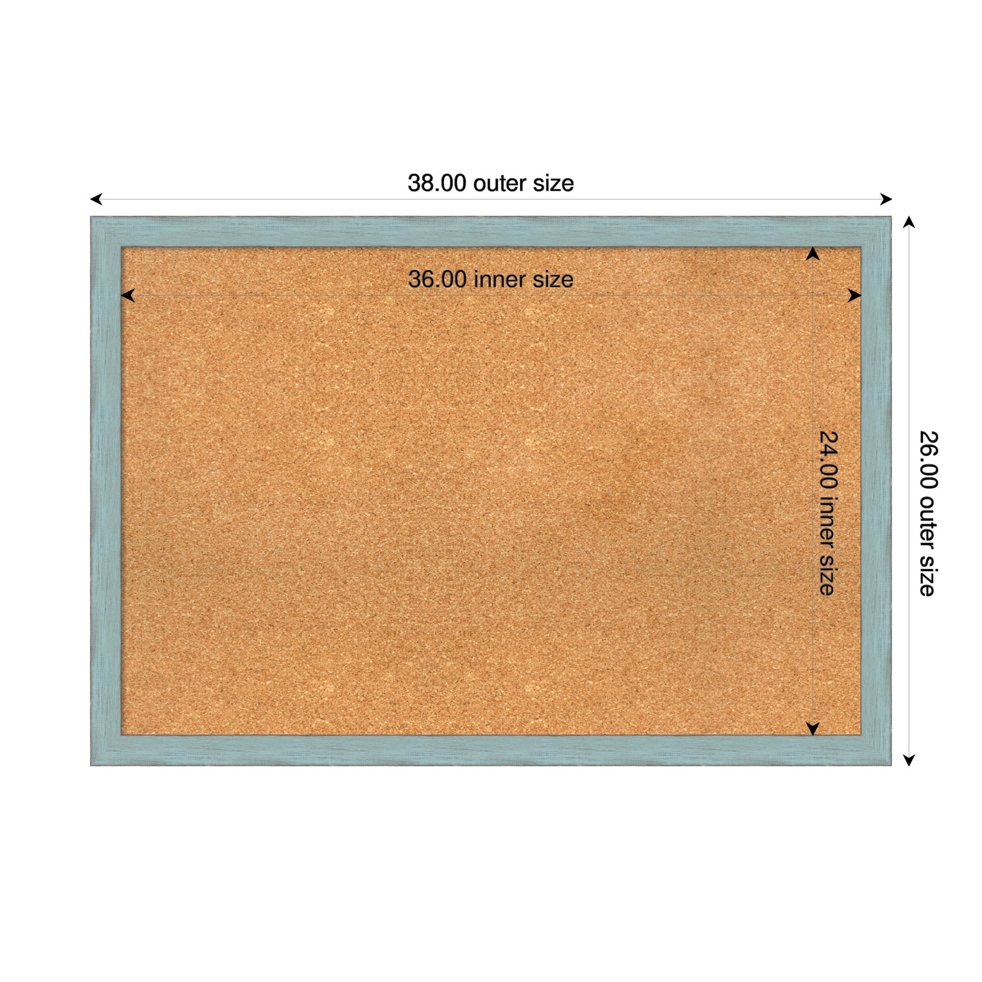 Amanti Art Natural Cork Board Wood Framed Sky Blue Rustic Bulletin Board 38 in. x 26 in.