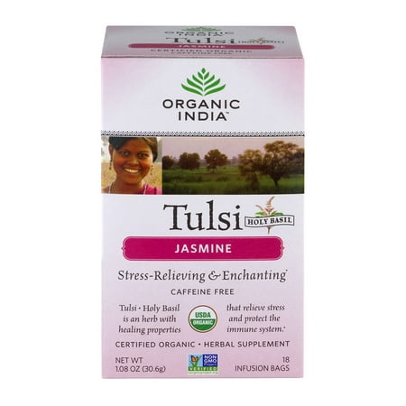 Organic India Saint-Basile Tulsi supplément de plantes et des poches à perfusion Jasmine - 18 CT