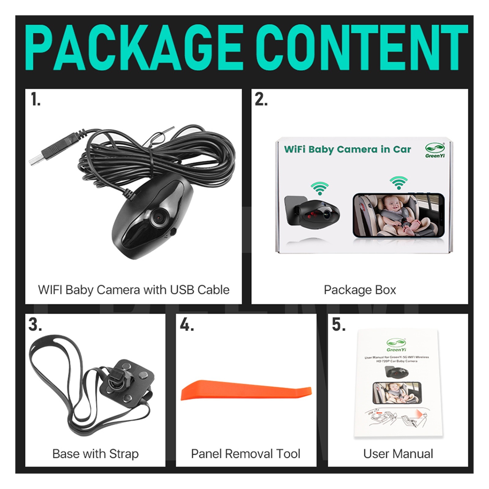 Car Baby Camera Can View Baby In Back Seat Support 5G Wireless HD 720P Camera ,High Volume Speakers