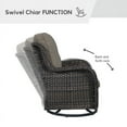 thumbnail image 6 of PARKWELL 5-Piece Outdoor Conversation Sets,Wicker Swivel Gliders with Ottomans,Side Table,Patio Seating Furniture with Gray Cushions,Brown Wicker, 6 of 9