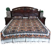 Mogul Bohemian Bedspread Queen Galicha Indian Inspired Handloom Cotton Bed Cover