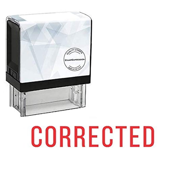 StampExpression - Corrected Office Self Inking Rubber Stamp - Red Ink (A-5238)