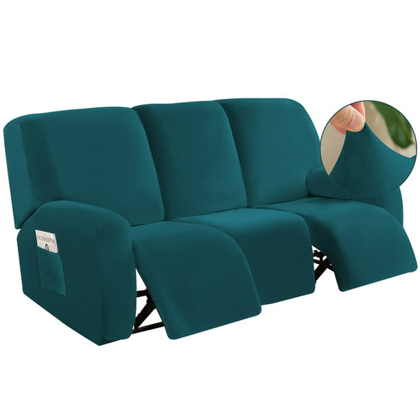 TOPCHANCES 3 Seats Recliner Sofa Slipcover, 8 Pieces Recliner Cover