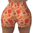 thumbnail image 2 of Logiee Yellow And Red Maple Leaves Print Women's Biker Shorts,Workout Gym Shorts,Scrunch Shorts,Tummy Control Hidden Scrunch Running Yoga Shorts-Medium, 2 of 8