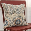 thumbnail image 4 of Beige Blue Distressed Floral Pattern Throw Pillow, 4 of 8
