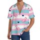 thumbnail image 1 of Balery Flamingo1 Camisa Casual de Manga Corta con Botones para Hombre, Texturizada, Estilo Cubano, para Playa, Verano-Small, 1 of 5