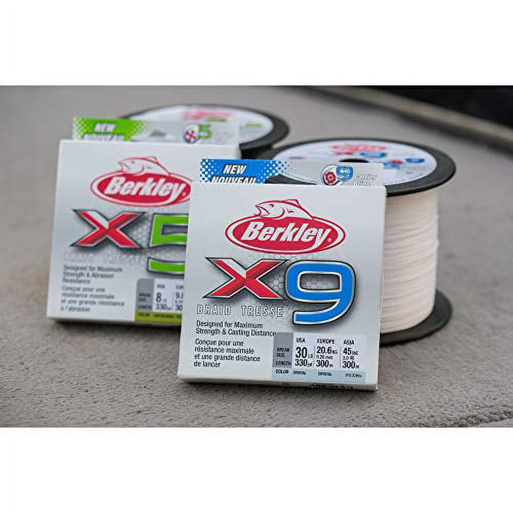 BERKLEY x9 Braid, 300m, 0,12mm, 12.1 - 26,68lbs, transparent, braided  fishing line, 1486896 - Fisherona