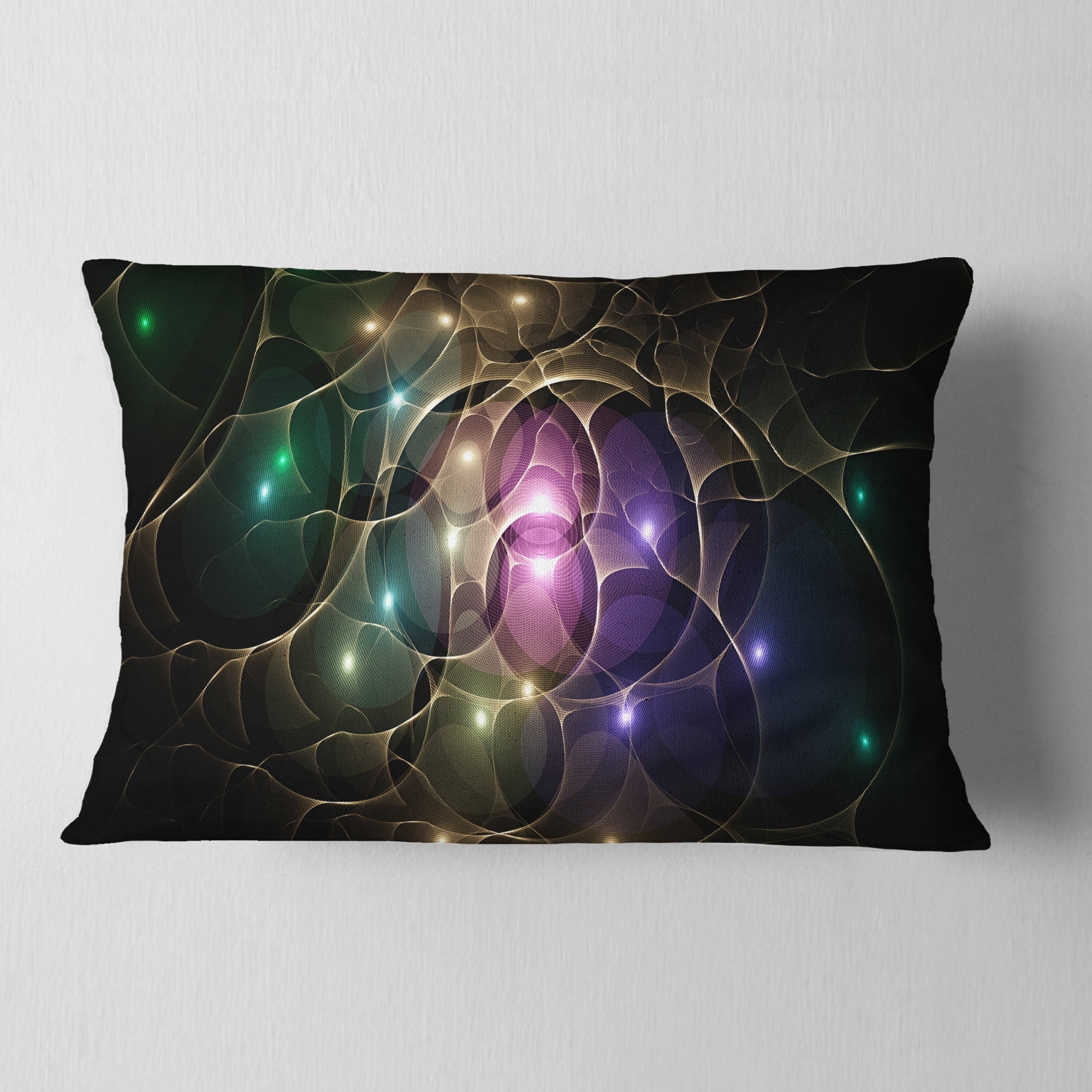 Designart Myriad of Colored Space Circles - Abstract Throw Pillow - 12x20