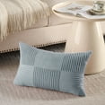 thumbnail image 3 of Fancy Homi Set of 2 Grey Blue Lumbar Boho Decorative Throw Pillow Covers 12x20 inch for Living Room Bedroom Couch, Modern Farmhouse Home Decor, Striped Patchwork Plaid Corduroy Accent Cushion Case, 3 of 5