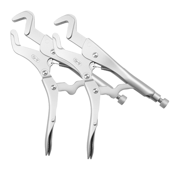 Vice Grips Pliers Set, Curved Jaw Locking Pliers, Adjustable Solid Pipe Clip Repair Welding Pliers, Fast Release Grips,2 * Vice Grips Pliers,Silver