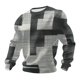 thumbnail image 1 of Ceisia Men's All-Season Casual Regular Fit Crew Neck Sweatshirt Modern Geometric Color Block Patchwork Print Waffle Knit Stretch Fabric Multicolor XXXXL Gifts, 1 of 3