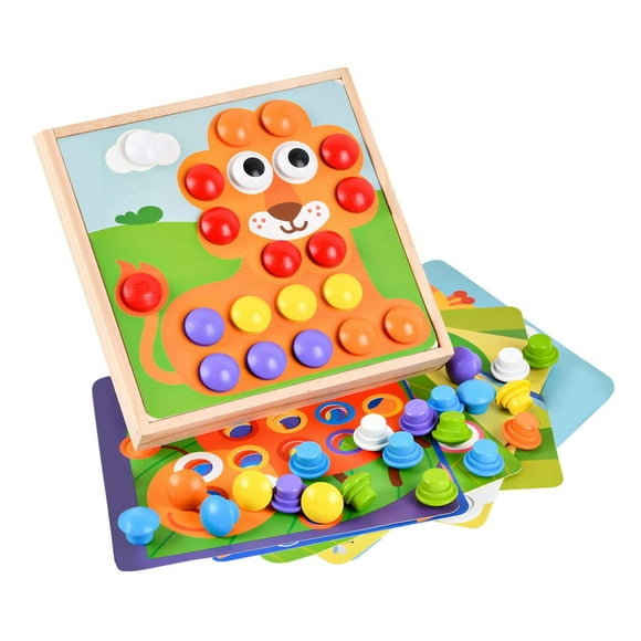Creative Nail Peg Board Educational Toys Jigsaw Board Mosaic Toys Puzzle Games Pegged Puzzles for Children children age 3+ Baby Animals