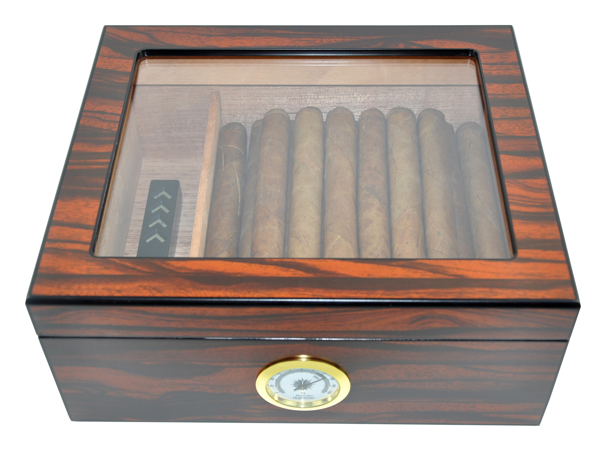DUCIHBA Humidor Box - Holds 25-50 Cigars - Tempered Glass Display - Spanish Cedar Wood - Brown Color - image 4 of 7