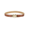 thumbnail image 2 of Jessica Simpson Women's Sculpted Gold Plaque Buckle Leather Belt for Dresses, Skirts or Blazers, 2 of 6