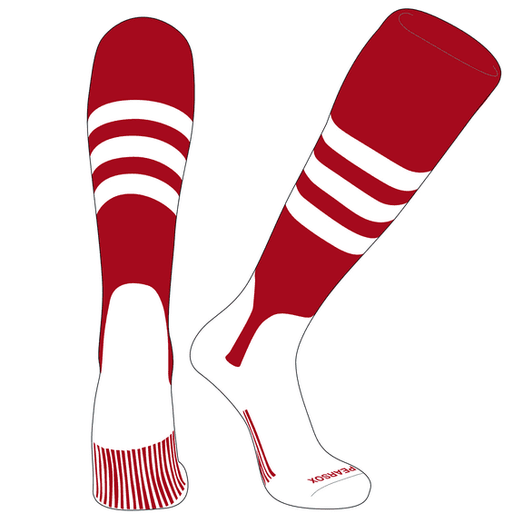 PEAR SOX OTC Baseball Softball Stirrup Socks (A, 5in) Red, White (XS)
