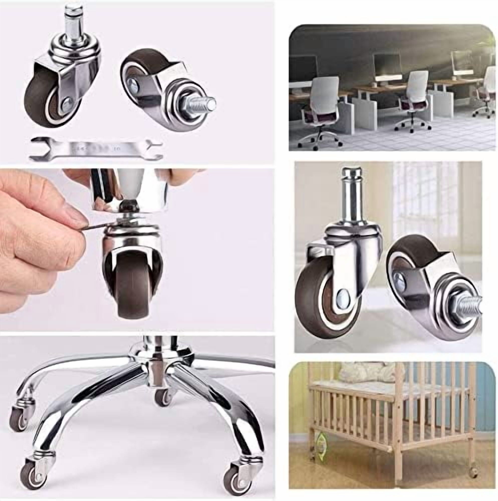 Gamvdout Replacement Chair Caster Wheels 2'' Swivel Caster with Plug-in Stem Quiet Smooth Rolling Casters for Hardwood Carpet Tile Floors Set of 5 I