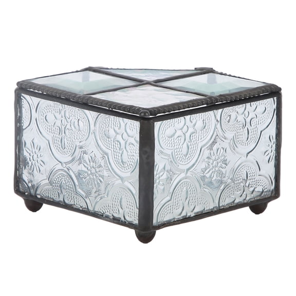 Stained Glass Trinket Keepsake Jewelry Display - Crystal Ring Storage Box Organizer