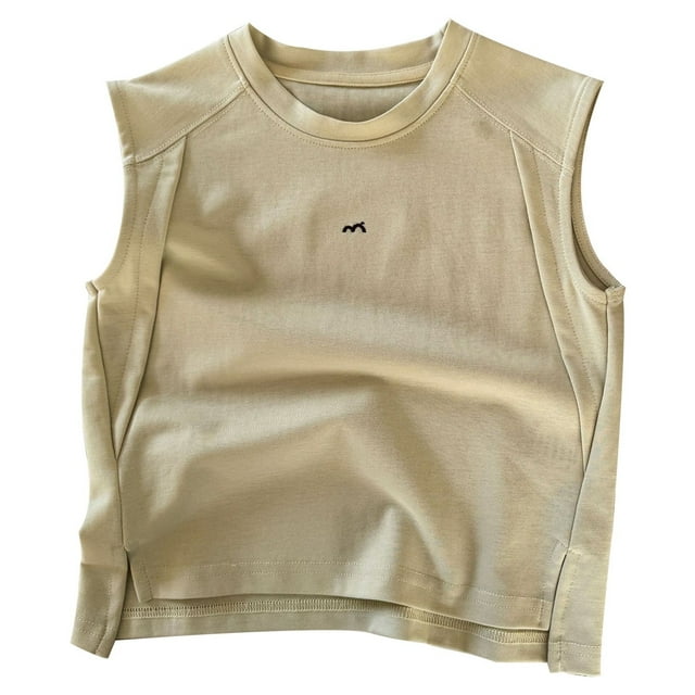 Hauts d'Été pour Garçons Enfants 2-12 Ans Sans Manches Col Rond T-Shirt Décontracté Léger Respirant Confortable pour Usage Quotidien