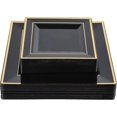 thumbnail image 1 of 60 Pack Black Square Plastic Plates with Gold Rim, Elegant Tableware for Parties and Events-2025, 1 of 5