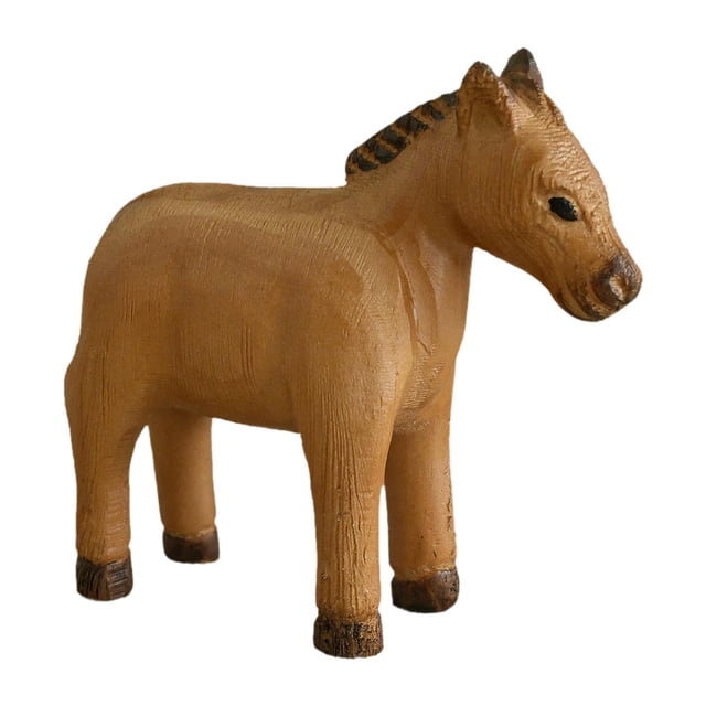 Figura de burro de madera, escultura artística, artesanía de animales versátil, adorno rústico para Marrón