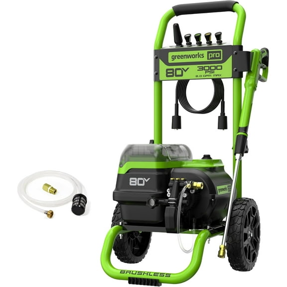 Greenworks 80V 3000 PSI Dual-Port Pressure Washer (2.0 GPM), Tool-Only, Powerful Enough to Remove Pesky Dirt and Grime on Siding, Fences, Patios, Driveways, and Sidewalks