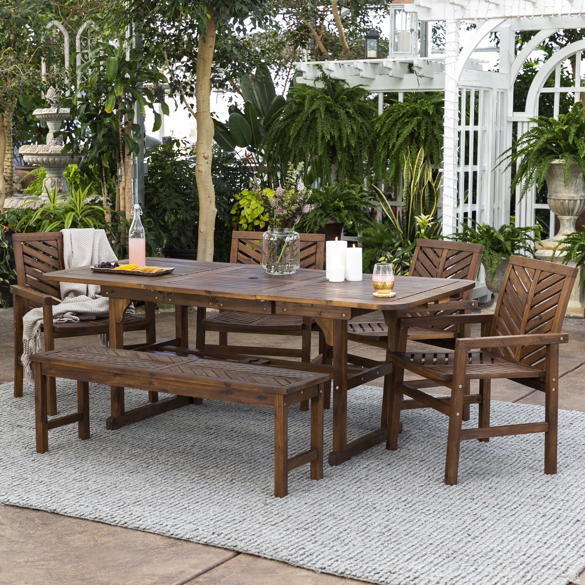 Extendable Outdoor Patio Dining Set, Outdoor Dining Room Sets For 6